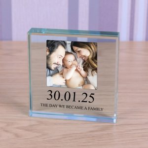 The Day we Became a Family Large Glass Photo Token