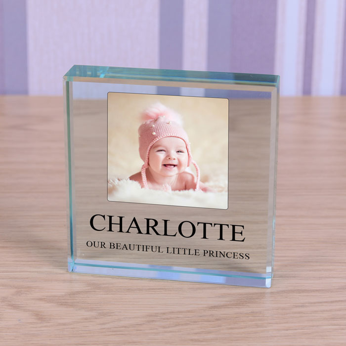 Large Personalised Glass Photo Keepsake Token - Any Message