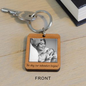 Wooden Photo Key Ring The Day Our Adventure Began