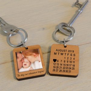 Wooden Photo Key Ring The Day Our Adventure Began
