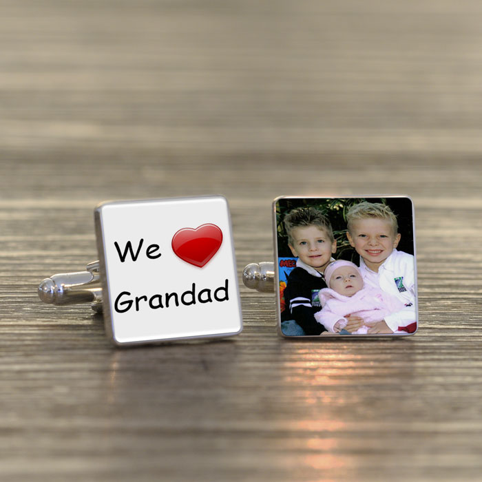 We Love Grandad Photo Upload Cufflinks