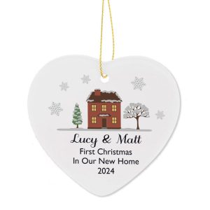 Personalised Cosy Christmas Ceramic Heart Decoration