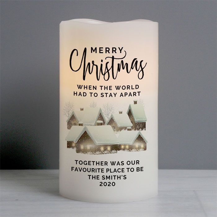 Personalised Christmas Town LED Candle