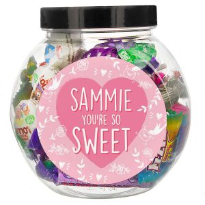 Personalised You're So Sweet, Pink Sweet Jar Valentine's Day