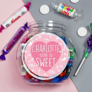 Personalised You're So Sweet, Pink Sweet Jar Valentine's Day