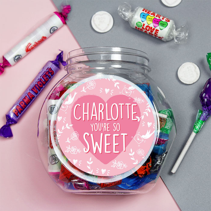 Personalised You're So Sweet, Pink Sweet Jar Valentine's Day