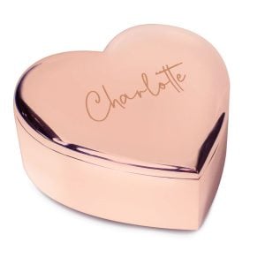 Women's Personalised Name Only Rose Gold Heart Trinket Box