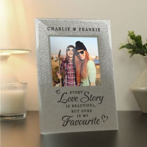 Personalised Every Love Story 4x4 Glitter Glass Photo Frame