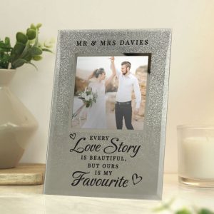 Personalised Every Love Story 4x4 Glitter Glass Photo Frame