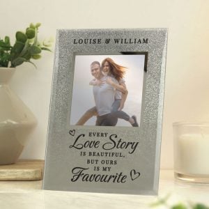 Personalised Every Love Story 4x4 Glitter Glass Photo Frame