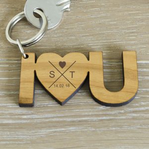 Personalised I Love You Wooden Keyring