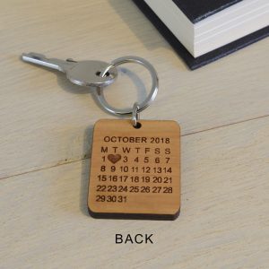 Personalised Wooden Photo Key Ring Polaroid Style