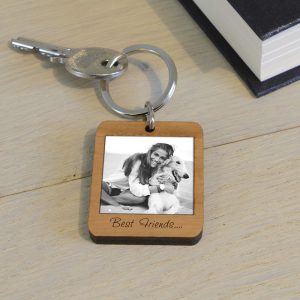Personalised Wooden Photo Upload Keyring - Any Text