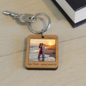 Personalised Wooden Photo Upload Keyring - Any Text