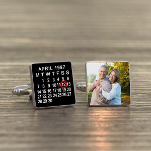 Personalised Special Date Photo Cufflinks Black or White