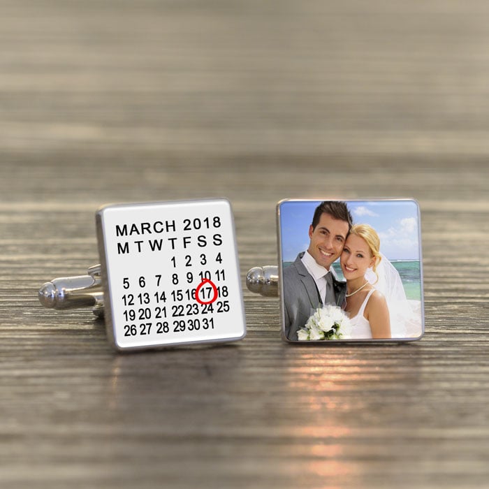 Personalised Special Date Photo Cufflinks Black or White