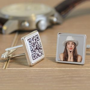 Personalised Secret Message QR Code & Photo Square Cufflinks