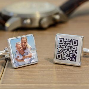 Personalised Secret Message QR Code & Photo Square Cufflinks