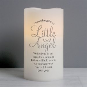 Personalised Little Angel Baby Memorial LED Candle