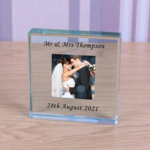 Large Personalised Glass Token Photo Upload With Message