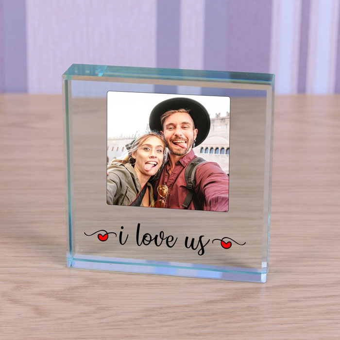 Large Glass Photo Upload Token I Love Us
