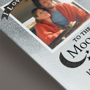 Personalised Moon and Back 4x4 Glitter Glass Photo Frame
