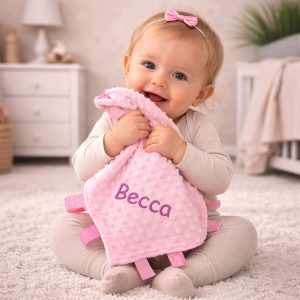 Girl's Personalised Pink Taggies Baby Comforter