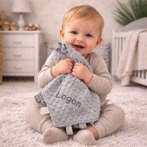 Unisex Taggies Grey Personalised Baby Comforter