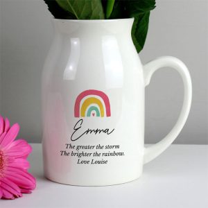 Personalised Ceramic Rainbow Flower Jug