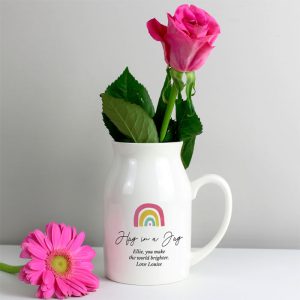 Personalised Ceramic Rainbow Flower Jug