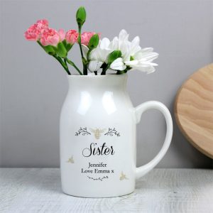 Personalised Floral Bee Flower Jug