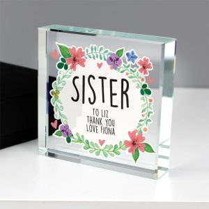 Personalised Floral Large Crystal Token