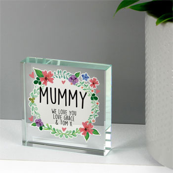 Personalised Floral Large Crystal Token