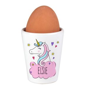 Girl's Personalised Unicorn Ceramic Egg Cup