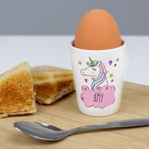 Girl's Personalised Unicorn Ceramic Egg Cup