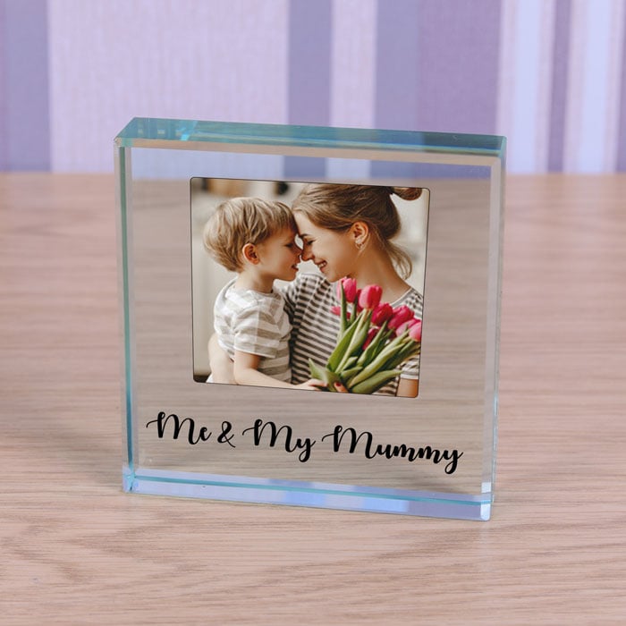 Large Glass Photo Upload Block 'Me & My Mummy'