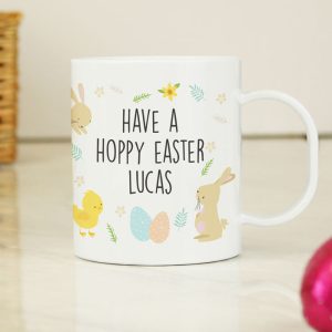 Kid's Personalised Easter Bunny & Chick Plastic Mug