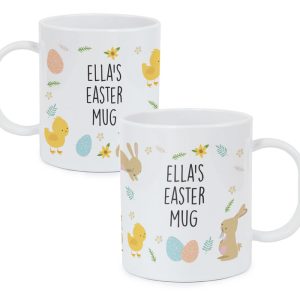 Kid's Personalised Easter Bunny & Chick Plastic Mug