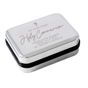 Personalised Silver Plated First Holy Communion Necklace Box