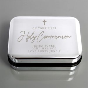 Personalised Silver Plated First Holy Communion Necklace Box