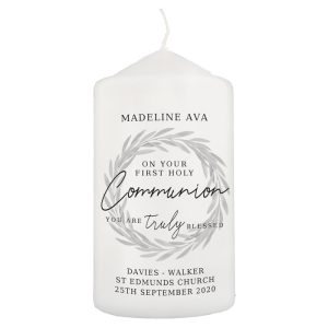 Personalised Truly Blessed First Holy Communion Candle