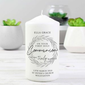 Personalised Truly Blessed First Holy Communion Candle