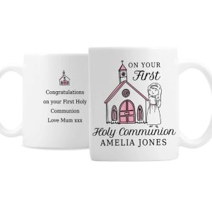 Personalised Girl's First Holy Communion Pink Ceramic Mug