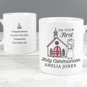 Personalised Girl's First Holy Communion Pink Ceramic Mug