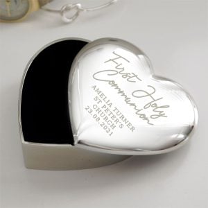 Girl's Personalised First Holy Communion Heart Trinket Box