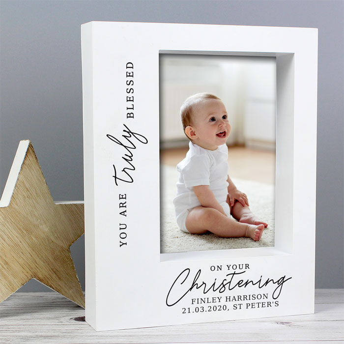 Personalised Truly Blessed Christening 5x7 Box Photo Frame