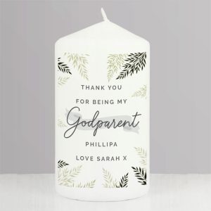 Personalised Godparent Pillar Candle