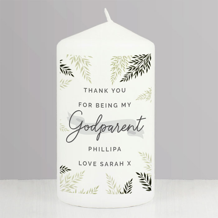 Personalised Godparent Pillar Candle