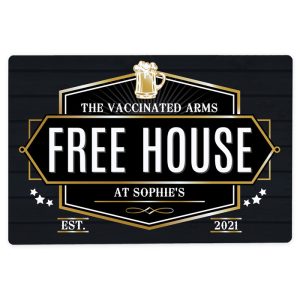Personalised Free House Black Metal Pub Sign