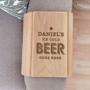 Personalised Beer Goes Here Wooden Sofa Tray